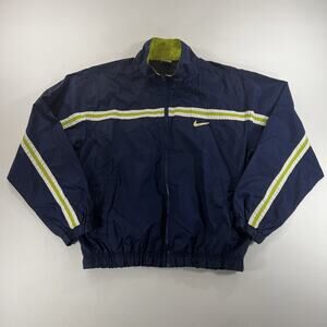 Vintage 90s Nike Blue Green Full Zip Big Swoosh Windbreaker Jacket Size Medium